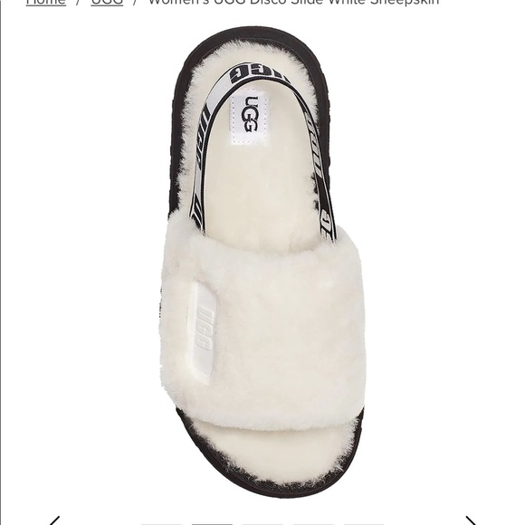 Women's UGG Disco Slide White Sheepskin - Picture 2 of 14